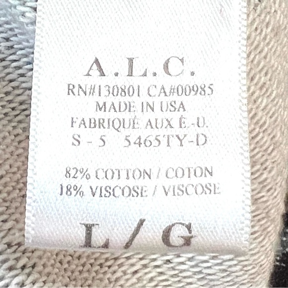 A.L.C. Conlo Gray & Brown Cotton Blend Striped Pullover Sweater Women’s Large - Picture 10 of 13